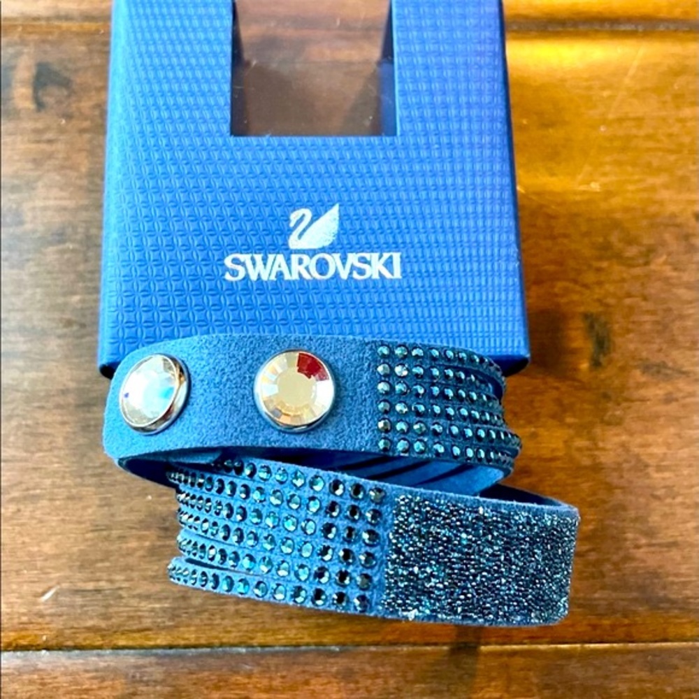 Swarovski Double Slake Snap Bracelet/Choker-Denim Blue